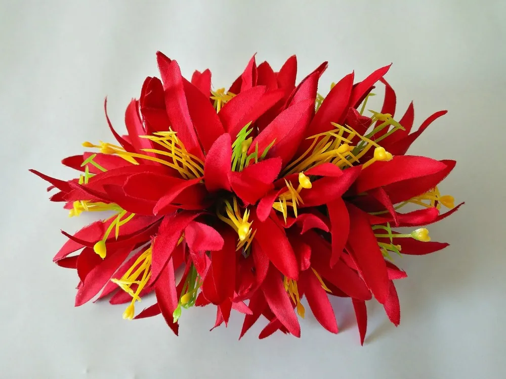 CH0317A 50 шт./лот, 8 цветов, 18x13 см, бархатная заколка для волос с изображением паука лилии, женские аксессуары для волос, Гавайские тропические цветы