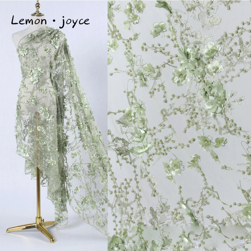 Новое поступление Французский Кружева аппликация бисер ручной работы вышивка цветы для платье для выпускного бала платье