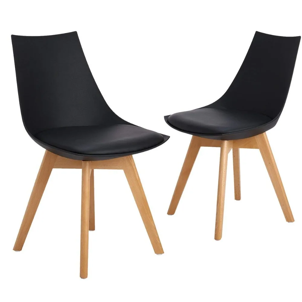 EGGREE 2 pieces Kitchen Chairs, Dining Chair, Mirror Frame With Feet, Office Room Of Solid Wood Beech And Metal Frame