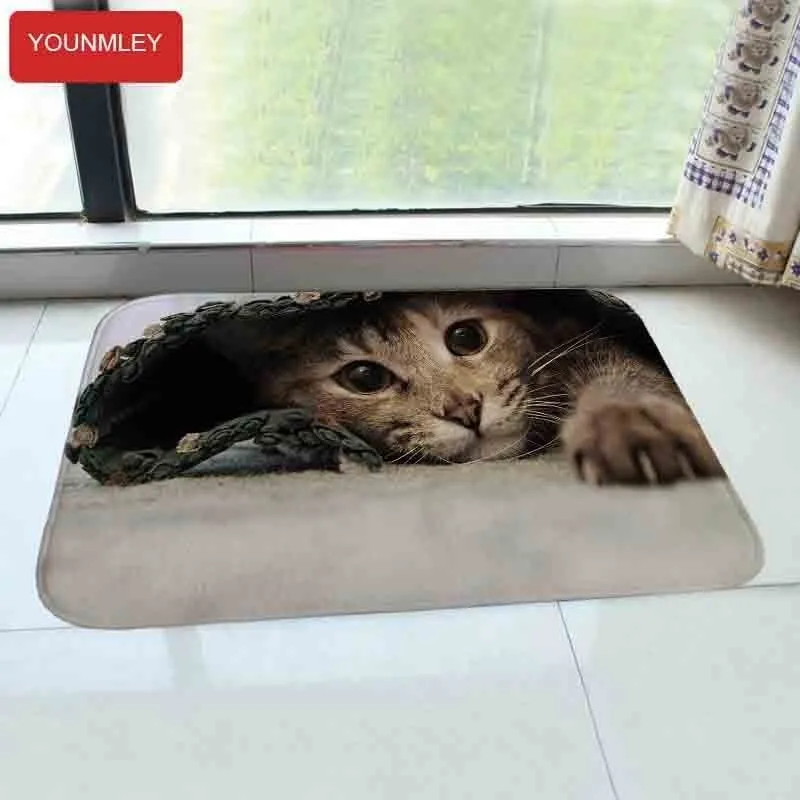 Современный художественный Рисунок милый кот 40x60 см дверной коврик для прихожей напольный коврик кухонный коврик закрытый/Ванная комната противоскользящие ковры дверные коврики