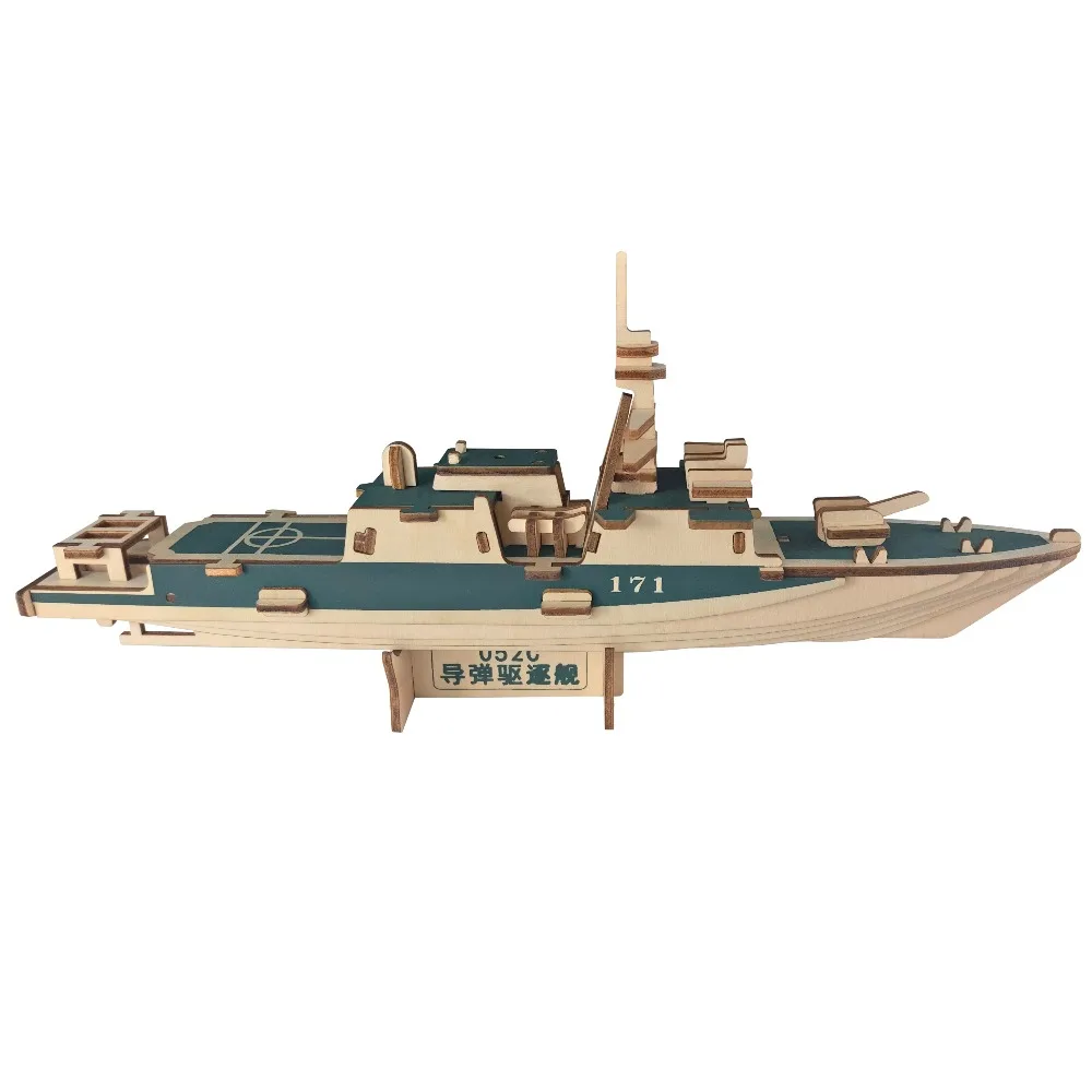 

3D Wooden Puzzle Toys Montessori Educationa Learning Games Laser Cutting Creativity Crafts For Children Missile Destroyer Crafts