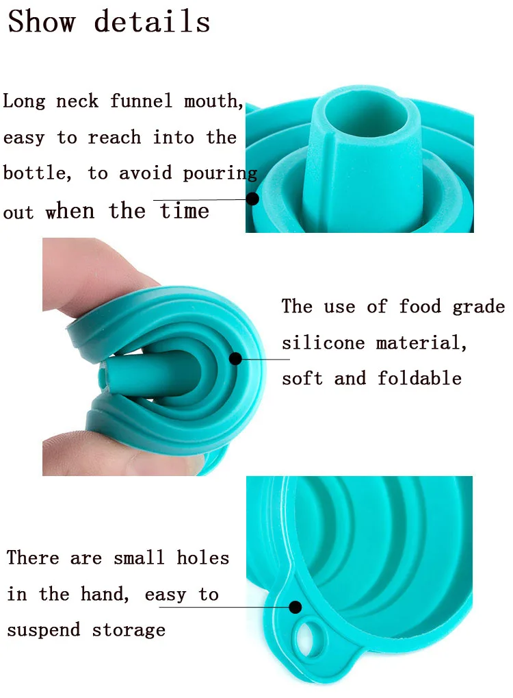 1 шт./лот силиконовый гель складываемый складной стиль Воронка Хоппер кухонная утварь Инструменты Аксессуары Гаджеты открытый