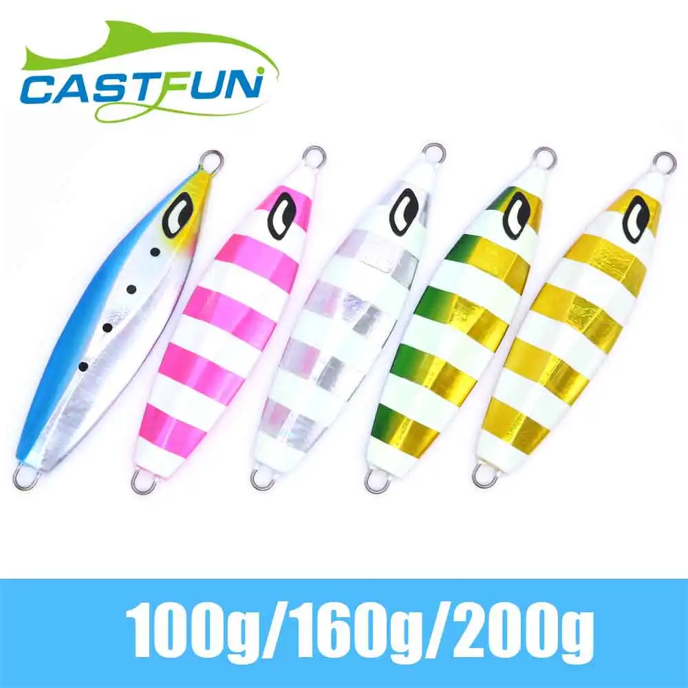 

CASTFUN Jigging Lure Metal Jig Stinger Butterfly Wing 5pcs/lot 100g 160g 200g Lure Slow Jig Fishing Tackle Artificial Bait