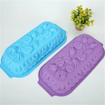 

3D Rectangular Pattern Big Flower Toast Box Silicone Cake Mold Tulip Toast Rose Flower Bread DIY Baking Tray High Quality Mold