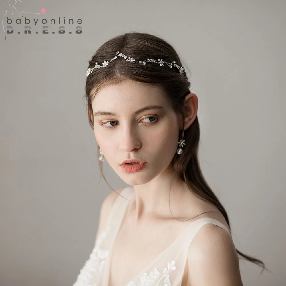 

Snowflake Crystal Glass Bead Bridal Headwear Wedding Hair Accessories Clips Metal Tiara Drop Flower HairPin Clips Headband