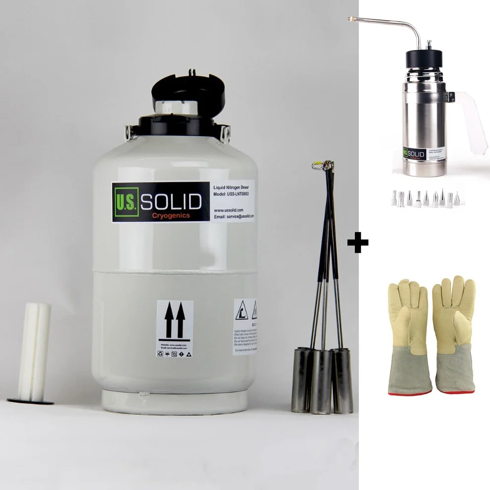 10 L Liquid Nitrogen Tank + Sprayer + 35 cm 13.8" Cryogenic Glovein