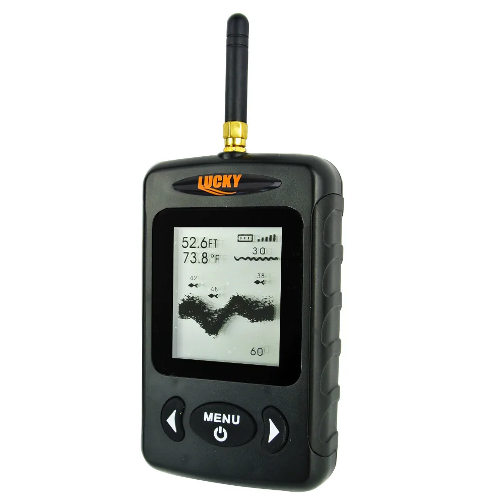 

LUCKY Digital Wireless BLACK & WHITE Fish Finder Dot Matrix Sonar Sensor 120 meters (394ft) Wireless Range River Lake Sea