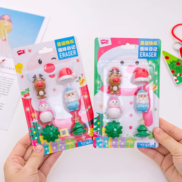 10 set/lot Christmas Santa Claus Eraser Set /erasers suit/creative