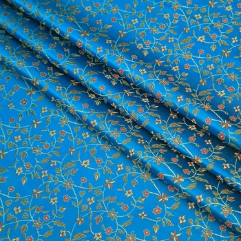 

High quality nylon chemical fiber brocade jacquard light blue flower fabric used for dress women clothing by 100x90cm