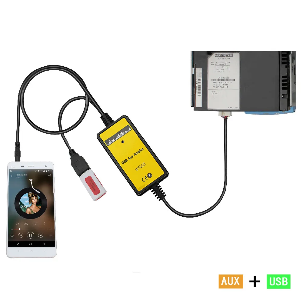 Автомобильный MP3-плеер Радио USB AUX адаптер TF SD цифровой диск коробка кабель вспомогательный cd-чейнджер для Honda Acura S2000 Accord Pilot QX003