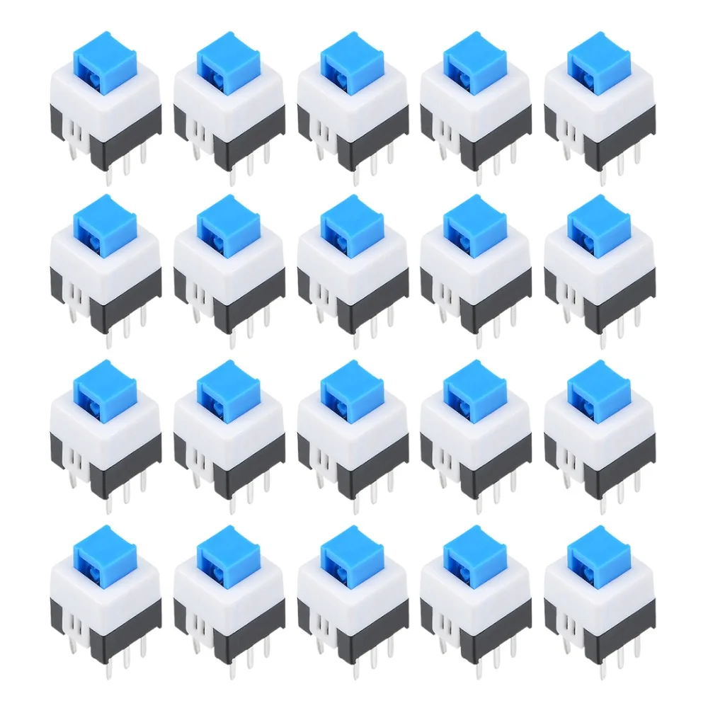 

UXCELL 20Pcs 6 Pin 7x7x9mm Switch PCB Light Touch Latching Push Button Tact Tactile Switch Jumper Leads To Facilitate PCB Layout