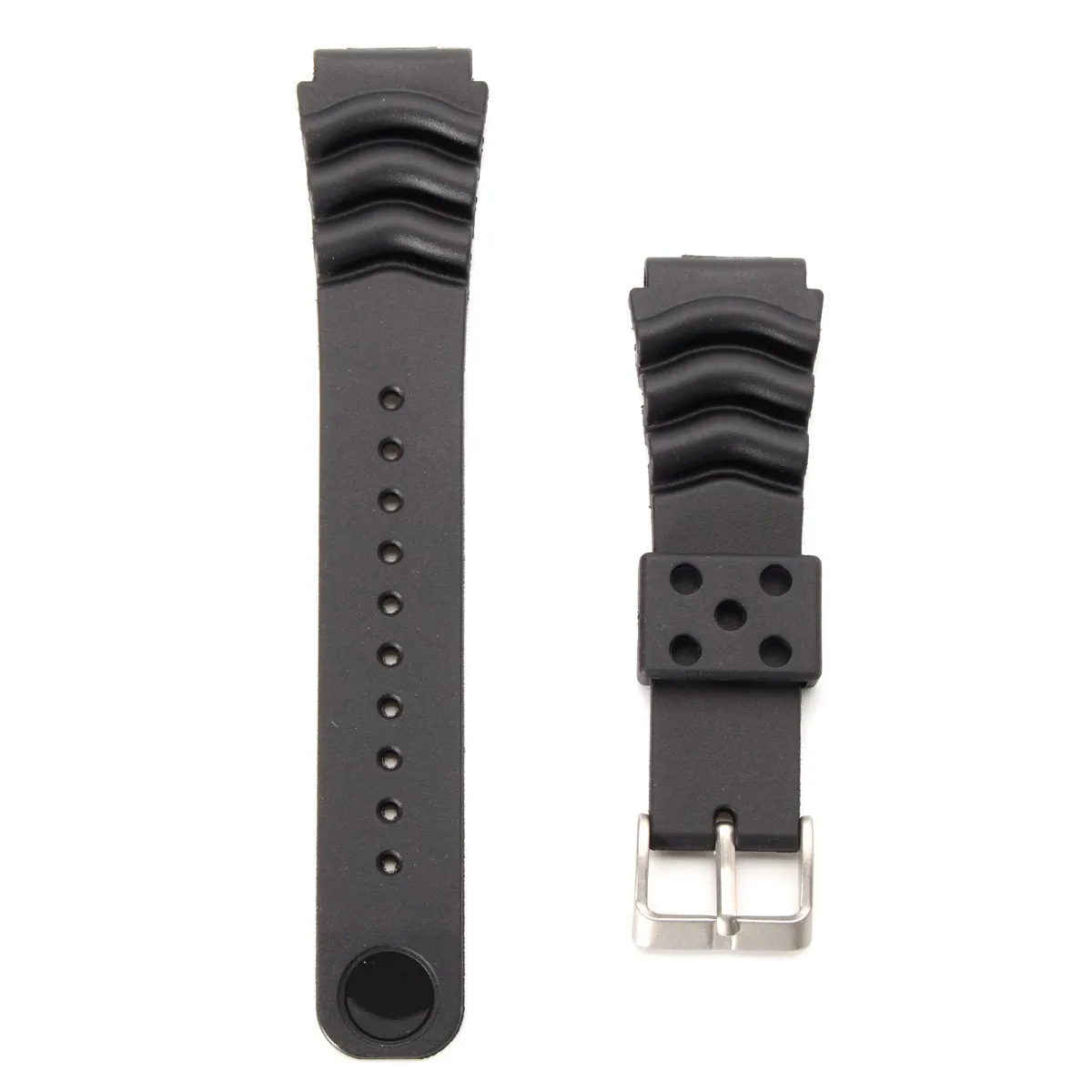 

22mm Black Soft Silicone Sport Watchband Diving Wriststrap Bracelet Replacement Strap Belt Metal Buckle For/SEIKO DIVER'S Watch