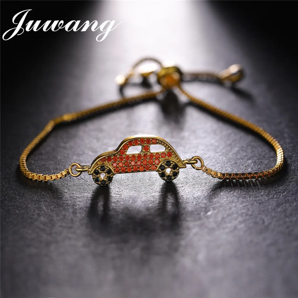 Бренд juwang милый Нежный AAA Красный кубический цирконий браслет с автомобильной темой для женщин и девочек модные украшения подарок