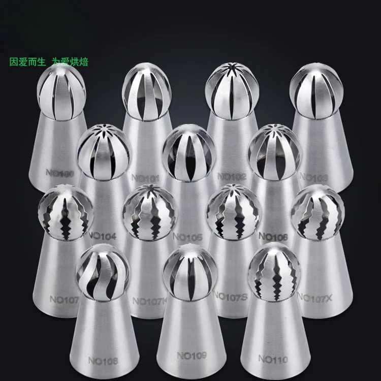 

Hot sale 14 style Big Size Russian Tulip Stainless Steel Icing Piping Nozzles Tip Stainless Pastry tools Dessert Decoratours