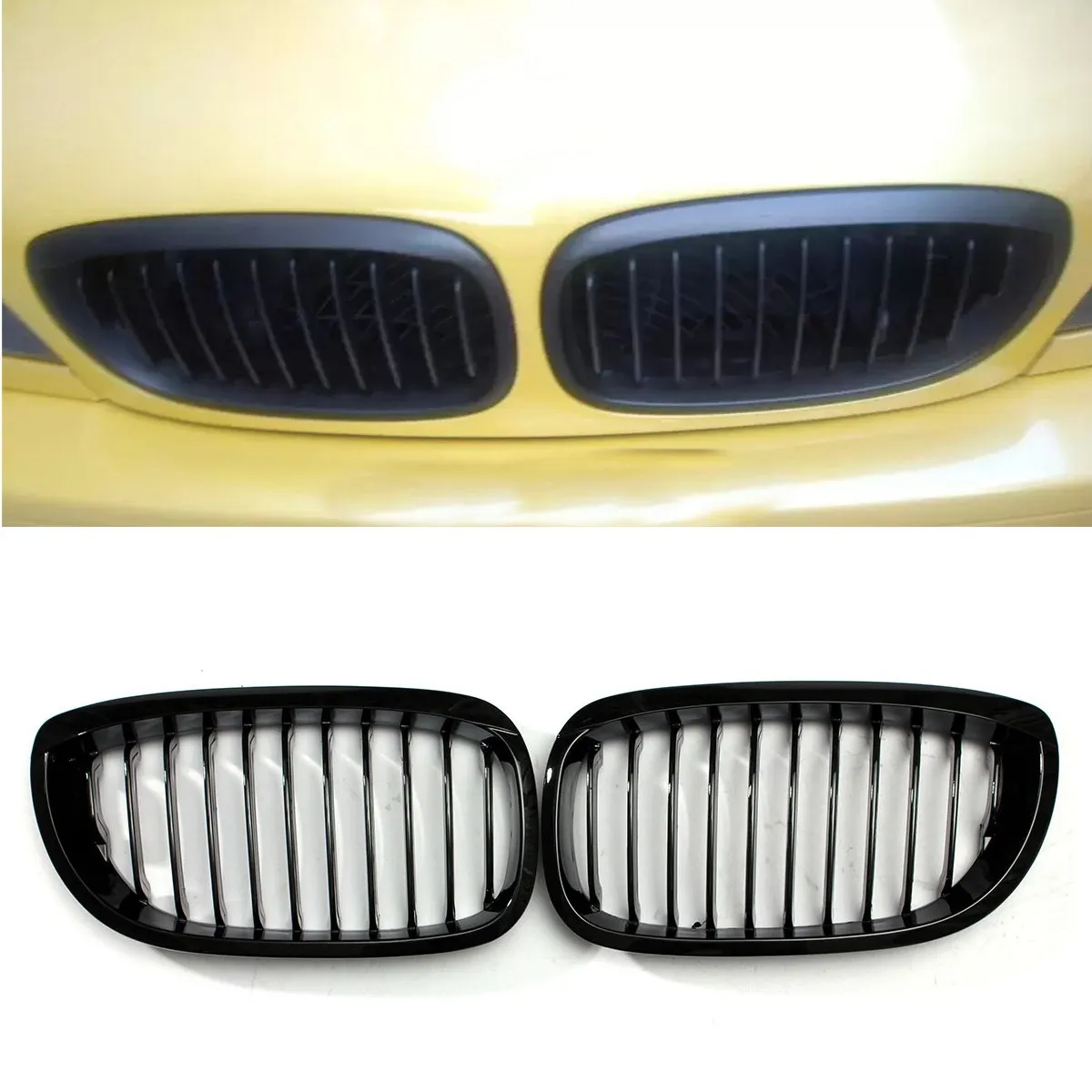 Buy 2Pcs Gloss Black Kidney Grille Grill For BMW E46 3