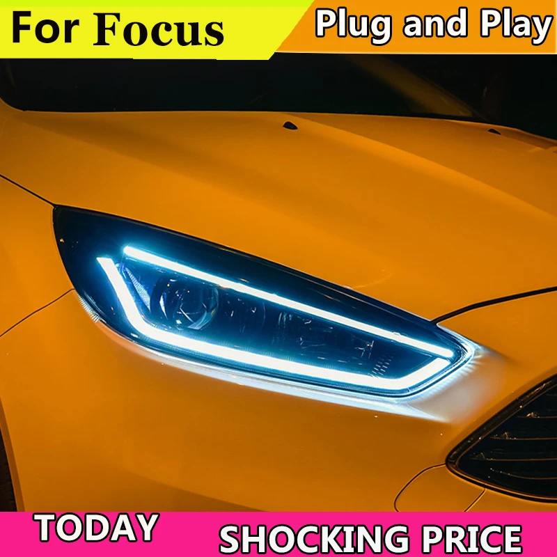 Чехол для автомобиля doxa для Ford Focus головной светильник s светодиодный головной светильник DRL светодиодный объектив фары HID Xenon светильник поворота ходовой светильник