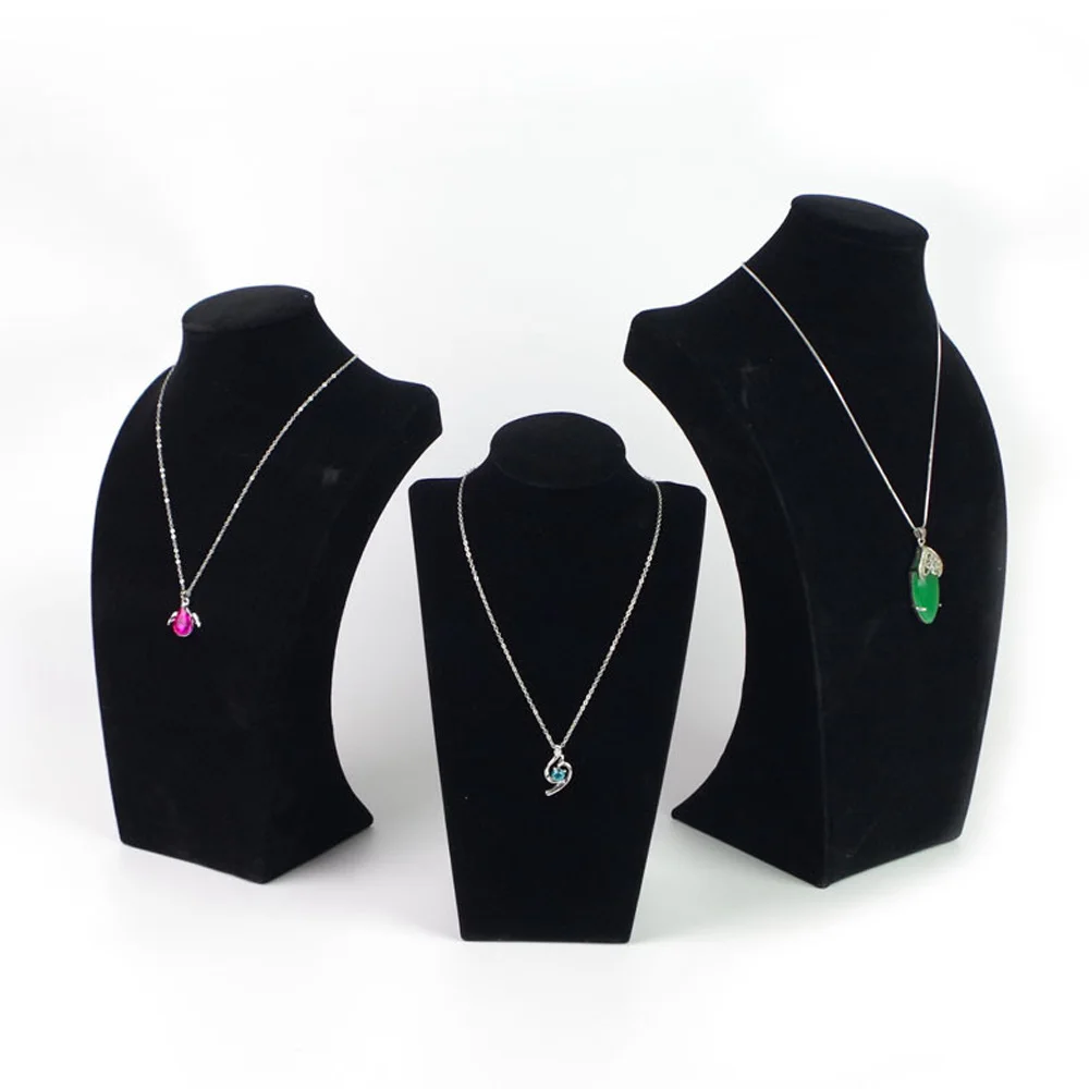 Pack of 1 Kamay's 3-Dimensional Black Velvet Jewelry Necklace Pendant Mannequin Neck Stand 20X20cm/7.8X7.8Inch Suitable for 45cm/17.7inch Necklace 