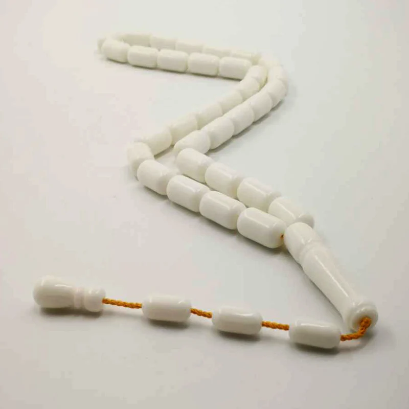 Ceny Człowieka Tasbih wysokiej imitacja żywica kolor kości słoniowej różaniec prezent dla ojca dobrej jakości Misbaha białe bransoletki