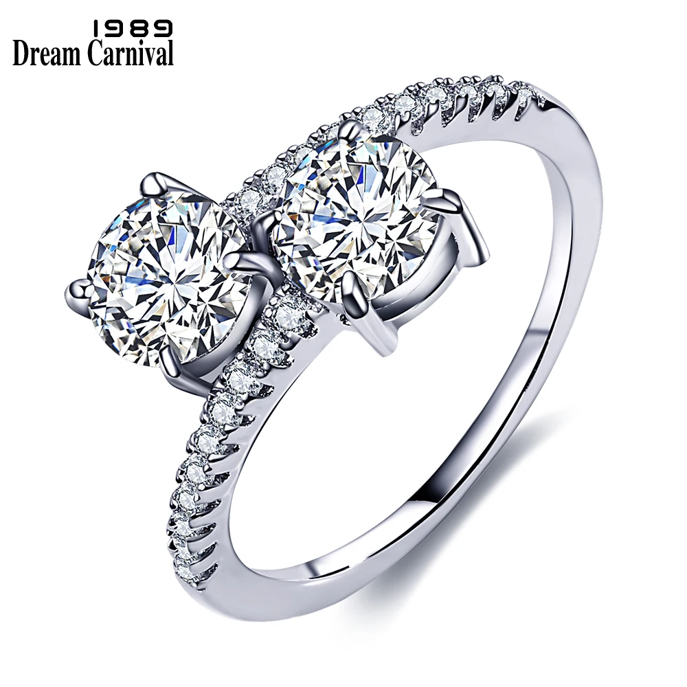 Dreamcarnival 1989 Luxury Sparkling Cz Fede Nuziale Elegante Drop Shipping Rodium Color Twisted Mujeres Anillos Sj35692R