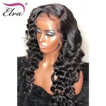 Свободная волна 360, парик с фронтальной шнуровкой, предварительно выщипанные с детскими волосами, бразильские человеческие волосы, парики для женщин, Elva remy волосы, парик с кружевом 1"-24"