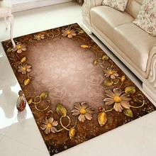 Else коричневый пол на золотисто желтый цветок цветочный 3d печати нескользящей микрофибры Гостиная Декоративные Современные моющийся коврик мат