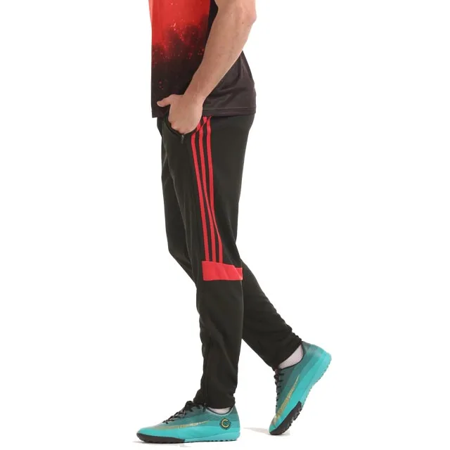 Мужские тренировочные штаны для футбола, штаны для взрослых с карманом на молнии, спортивные штаны для футбола, баскетбола, бега, тренировок - Цвет: K3 red