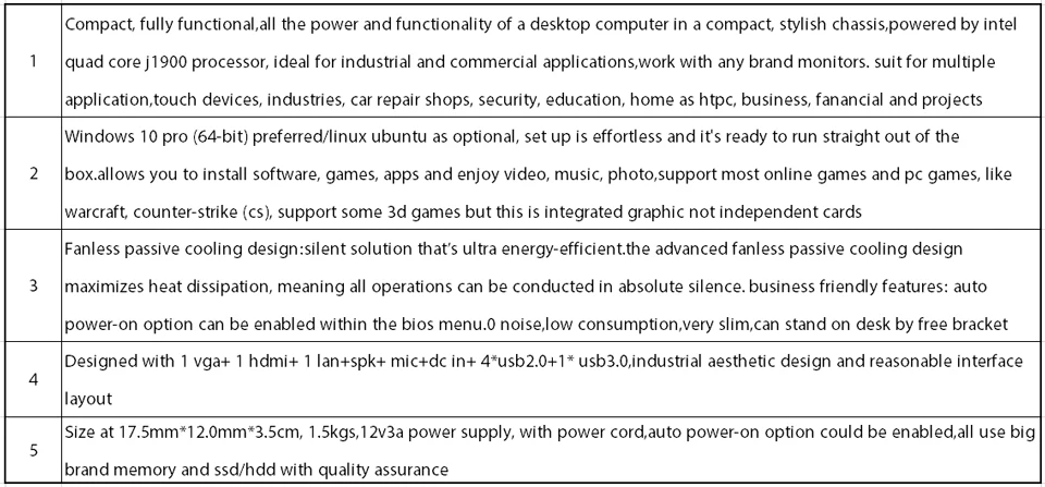 Безвентиляторный мини-ПК, Intel 4 ядра J1900, Windows 10/Ubuntu, серебро, [HUNSN BM11], (WiFi/VGA/1 HDMI/4USB2. 0/1USB3. 0/1LAN)