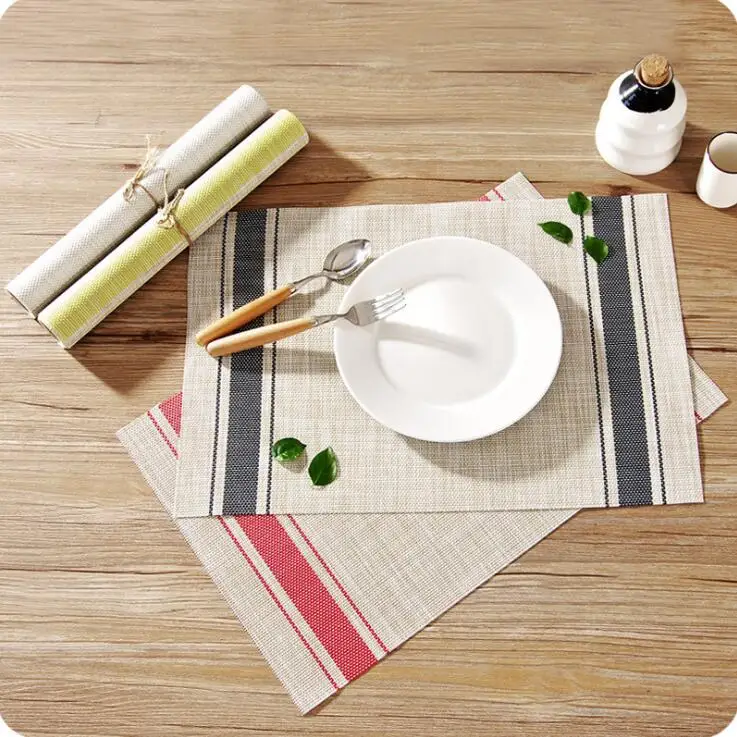 

TECHOME Dining PVC Table Mat Disc Bowl Pad Heat Insulation Non-Slip Simple Placemats Kitchen Accessories Table Decor