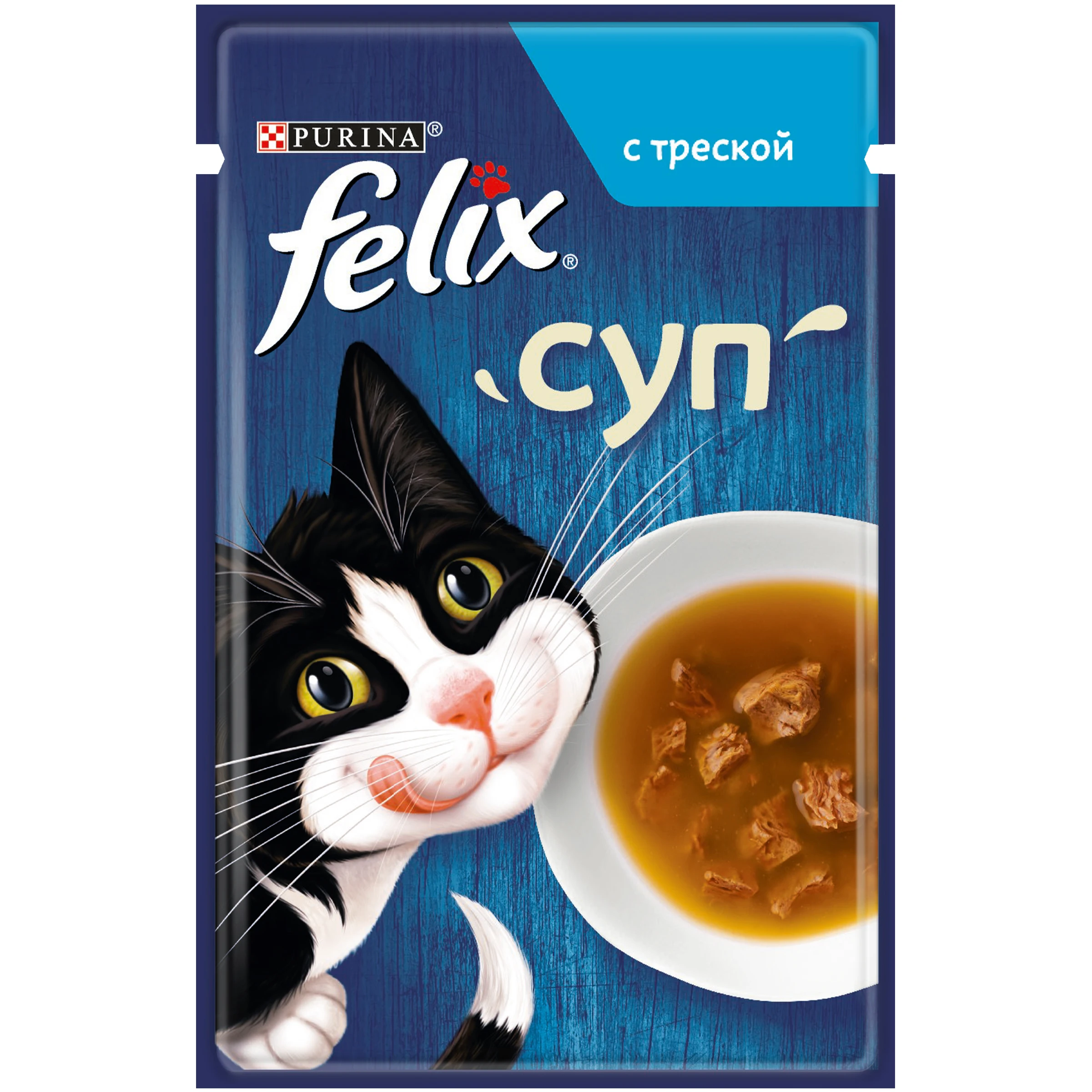 Набор Влажный корм Felix суп для взрослых кошек с треской, Пауч, 48 г x 30 шт