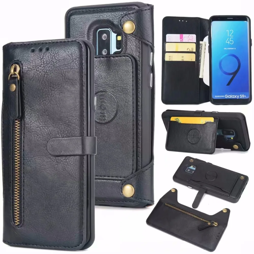 

Wallet Leather For Samsung S9 S8 Case Zipper Case Split Wallet For Samsung S9Plus S8Plus Cover Backshell