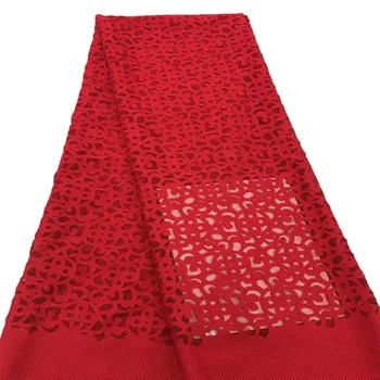 

Red Nigerian French Lace Fabrics 2018 African Tulle Lace Fabric High Quality African Lace Wedding Fabric For Dress H635-1