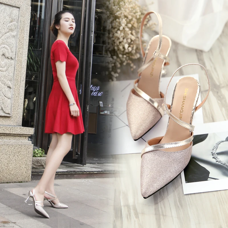 

2019 summer new women's sandals Korean fashion 8 cm casual high heels wild professional work shoes