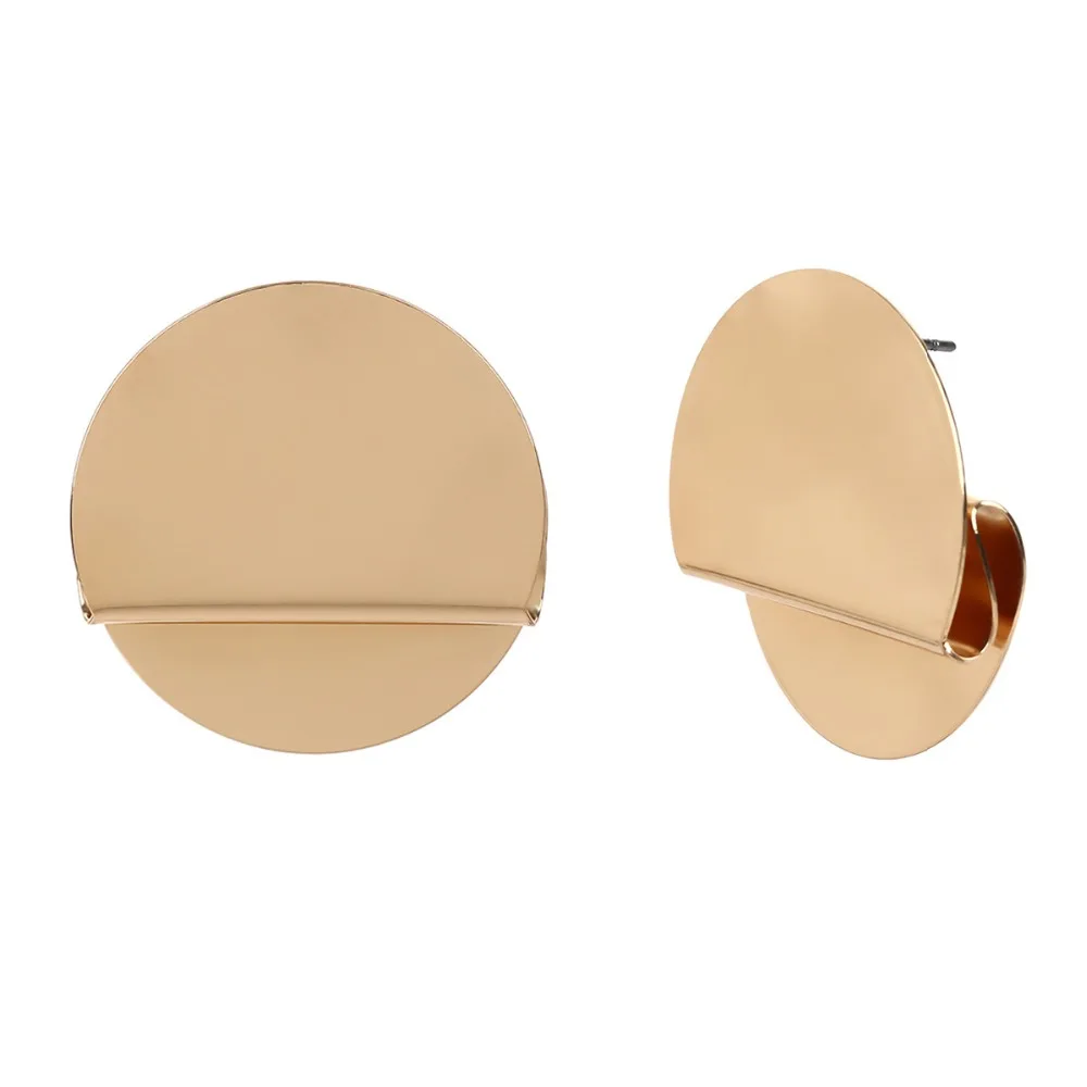 

Doreen Box Fashion Stud Earrings Twist Round Folded Geometric Style Gold Earrings Trendy Exaggerated Accessories For Women,1Pair