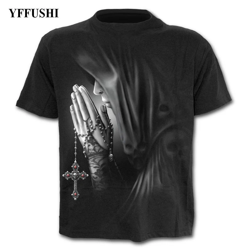 YFFUSHI, Мужская/Женская 3d футболка, красивая девушка, молитва в церкви, принт, хип-хоп футболки, модная черная футболка размера плюс S-5XL