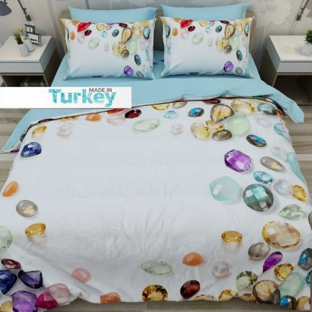 Autre 6 pièces bleu Foor violet jaune diamant bijoux impression 3D coton Satin Double housse de cou