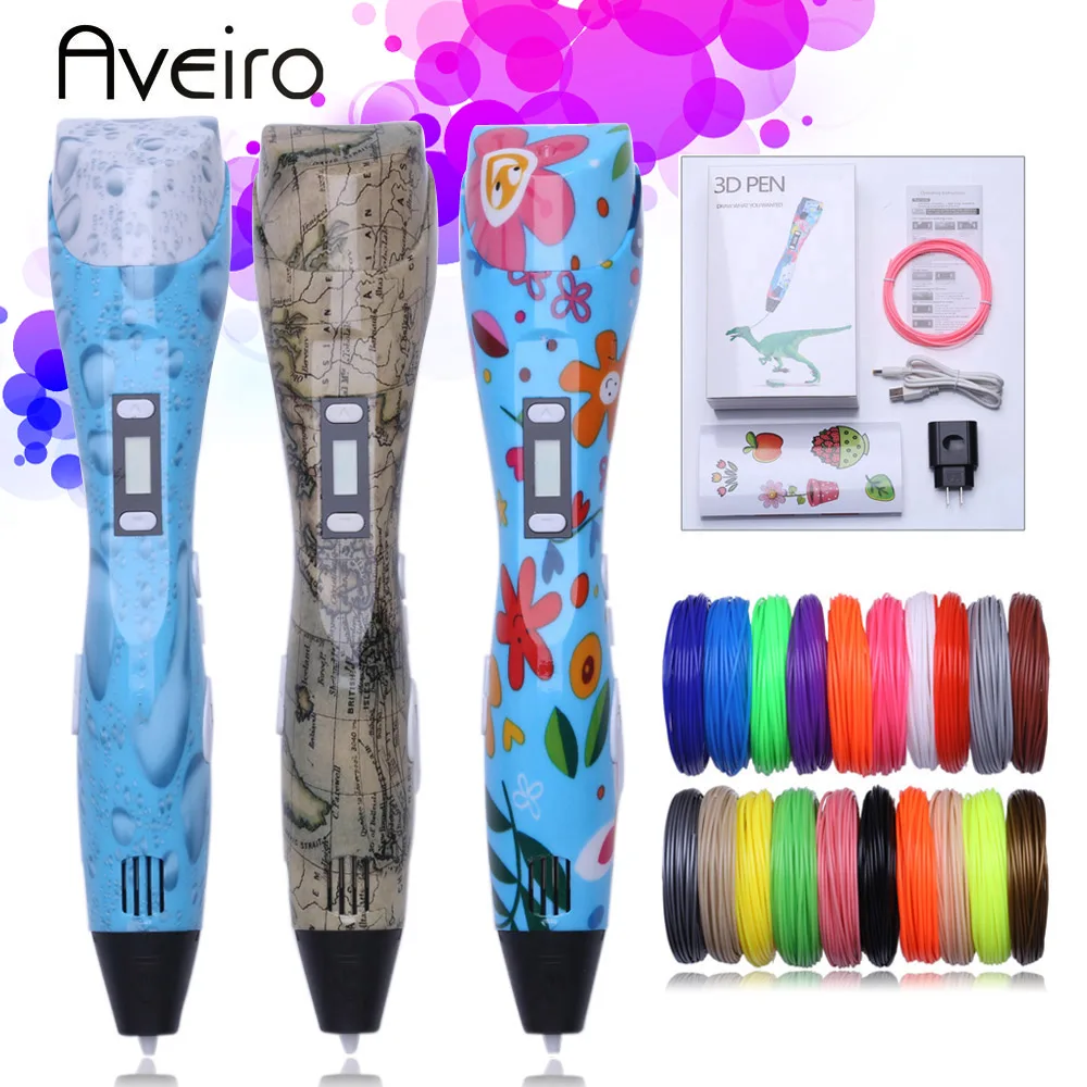 Original 3d pen 3d printing drawing pen DIY 3 d Printer pens with 10 Color 20colors 100/200 meter pla plastic for kid gift Original 3d pen 3d printing drawing pen DIY 3 d Printer pens with 10 Color 20colors 100/200 meter pla plastic for kid gift