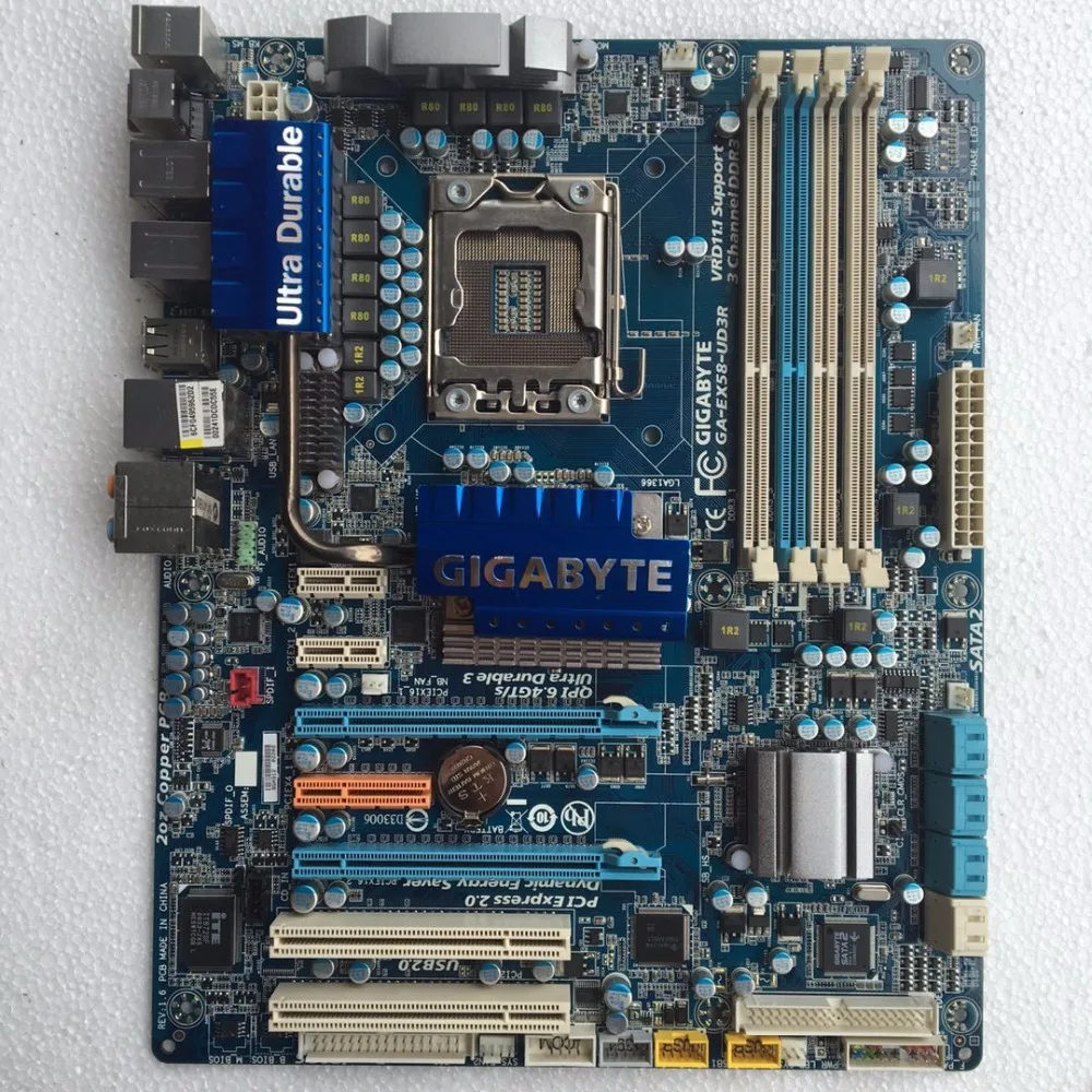 Материнская плата для Gigabyte оригинальная б/у настольного ПК 1366 X58 LGA i7 DDR3 24G |