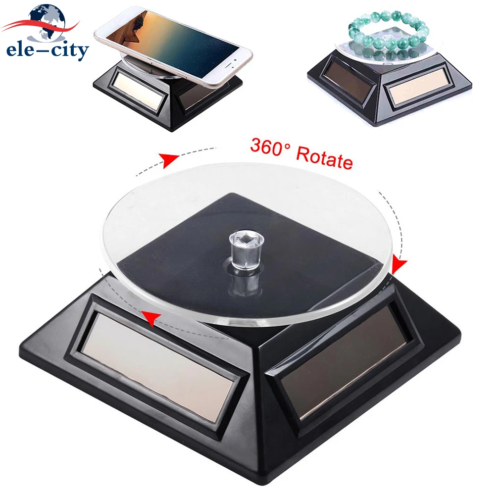 

Solar Powered Rotating Display Stand for Watch Bracelet Jewelry Rotary Electric Turntable Show Holder For Mobile Phone camera