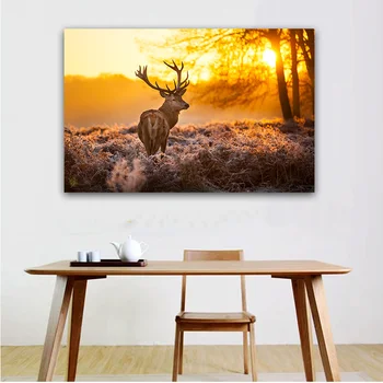 

Landscape Canvas Art HD Elk Sunset Lights fashion Deer Canvas Painting Decorations For Home Wall Art Prints Canvas Unframed