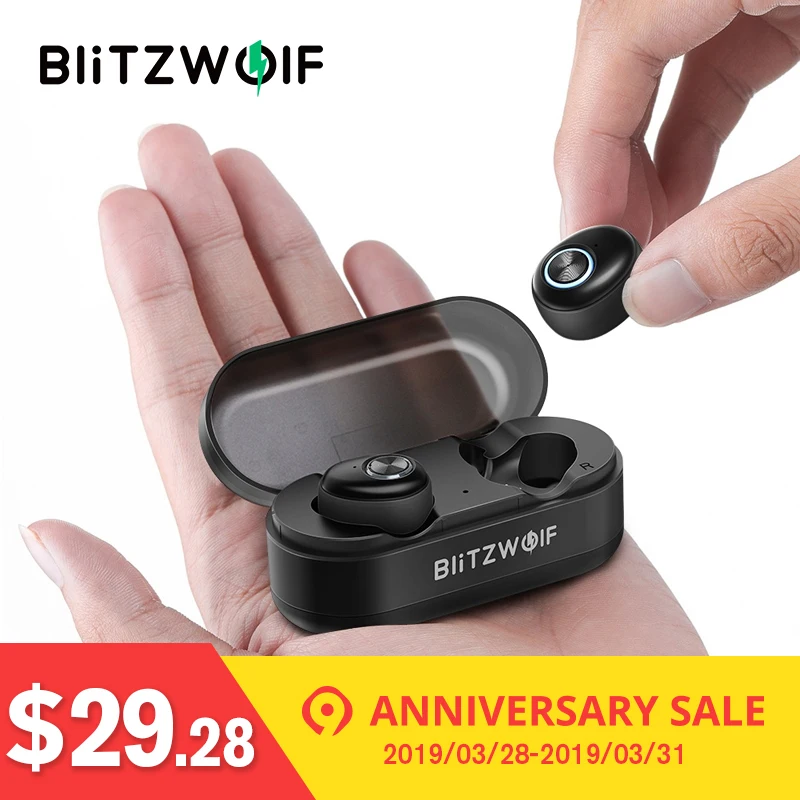 New Blitzwolf BW-FYE2 TWS True Wireless bluetooth 5.0 Earphone Hi-Fi Stereo Sound Bilateral Calls Sport Earbuds + Charging Box