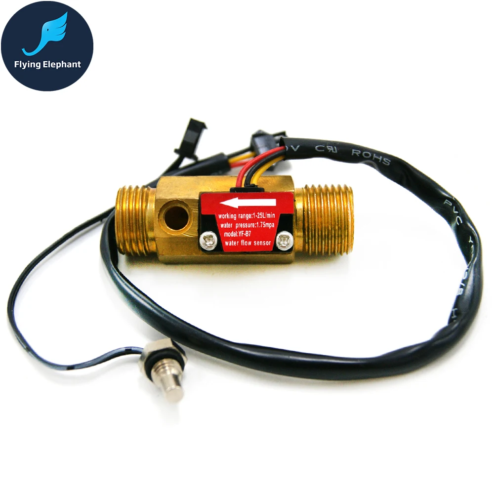 

Water flow sensor G1/2'' Turbine Hall flowmeter with temperature detection B7