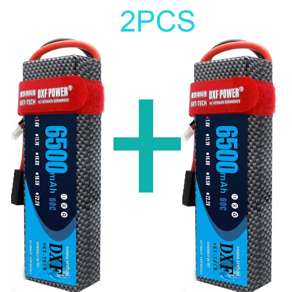 Najtaniej 2 sztuk DXF 7.4V 3300mah 5200mah 6500mah bateria lipo Hardcase 2S 50C 60C 80C 1 10 1 8 skala dla TRX Slash 4x4 RC samochody twarda obudowa