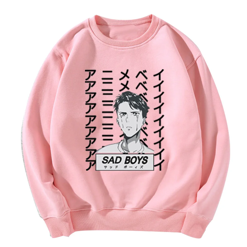Лидер продаж, модная толстовка с капюшоном в стиле ретро, японского аниме, мужские Забавные топы, Харадзюку, уличная одежда - Цвет: sweatshirt-pink