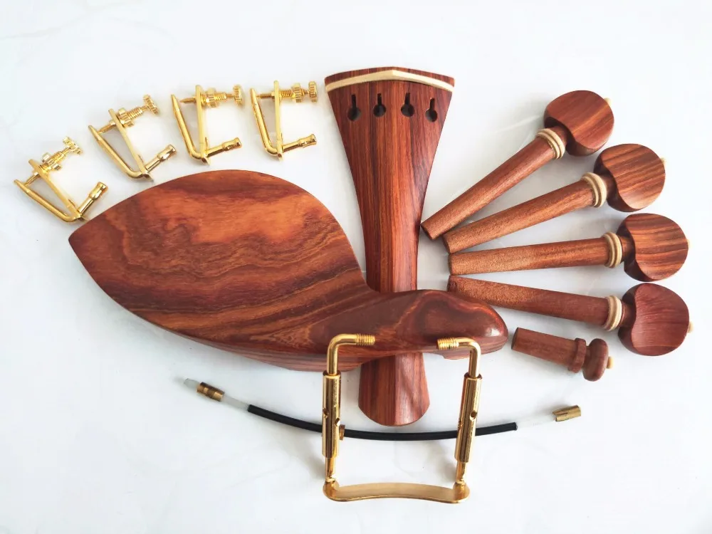 

1set New Rosewood 4/4 violin accessories chinrest endpin tuner tail gut