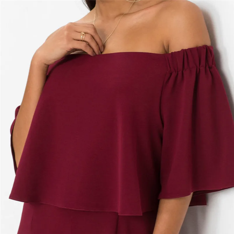 Fashion summer jumpsuit woman 2018 Off Shoulder Sleeveless Beach Jumpsuit Ladies Beach Romper Trouse pantaloni siamesi A23#N (6)