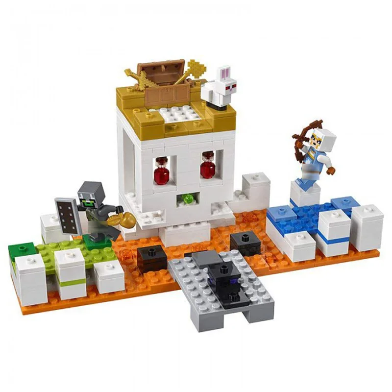 21145 210pcs My World Series The Skull Arena Bunny Model Building Blocks Bricks Toys for Children 10988 Gift