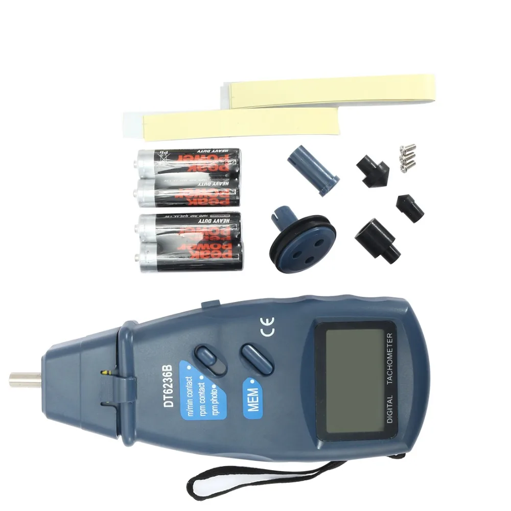 

DT-6236B 2 in 1 Digital Tachometer Contact Non-Contact Photo 2.5 - 99,999 RPM Accuracy Linear Rotation Speed Measurement Wheels
