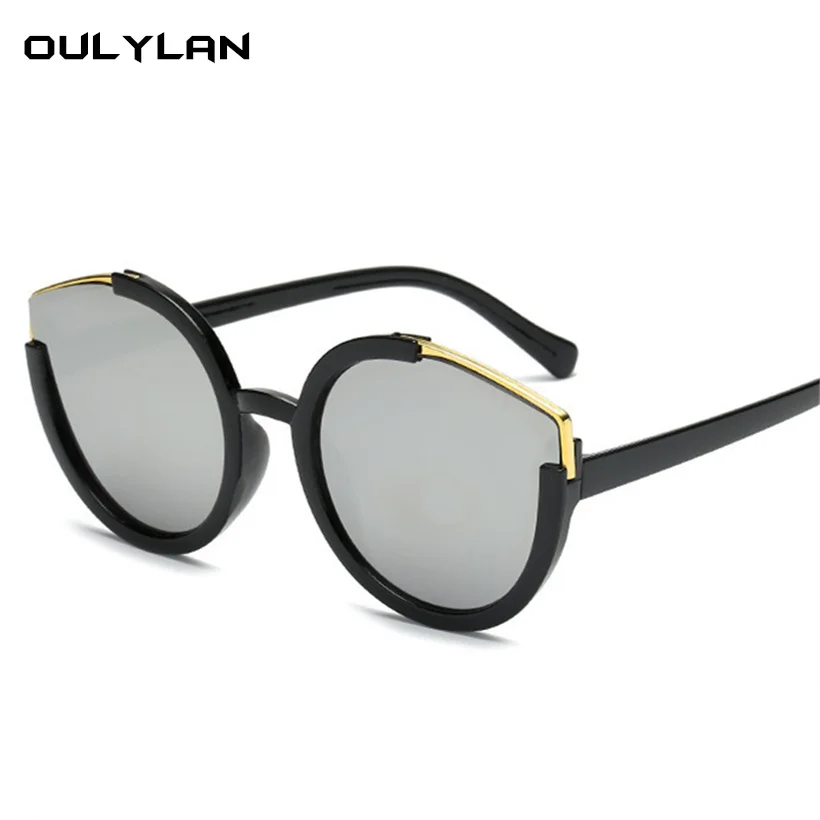 

Oulylan Cat Eye Sunglasses Luxury Brand Designer Vintage Oversized Sun Glasses Ladies Black Half Frame Eyewear