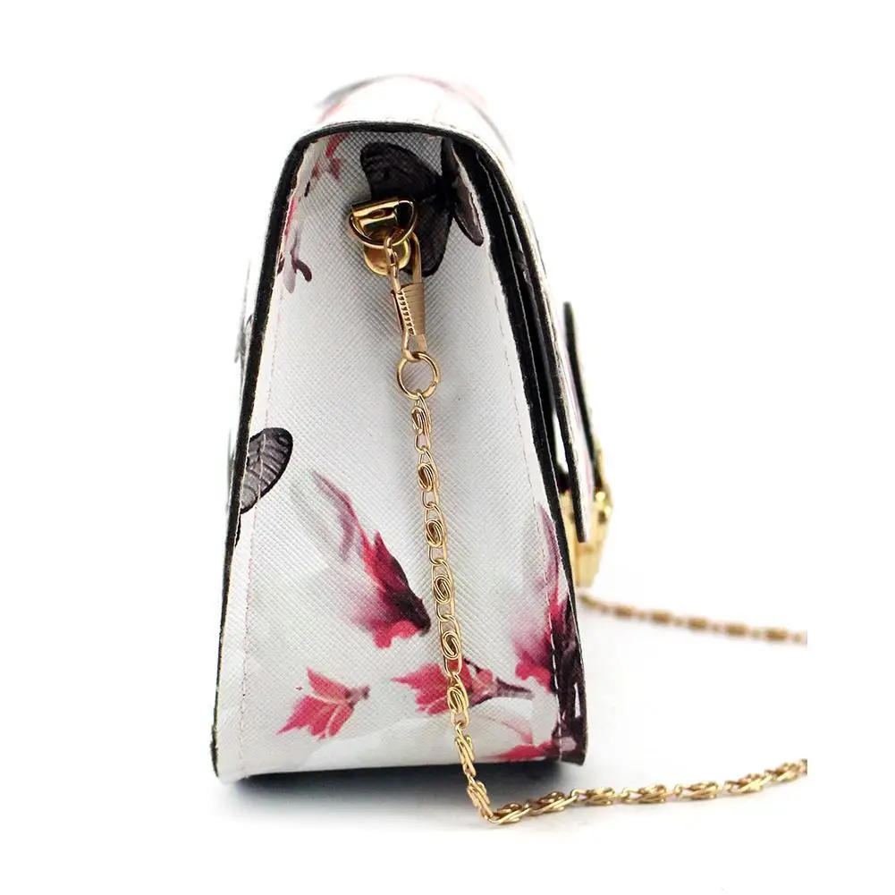 Women Floral Butterfly Print Mini Chain Bag Shoulder Crossbody Purse Handbag