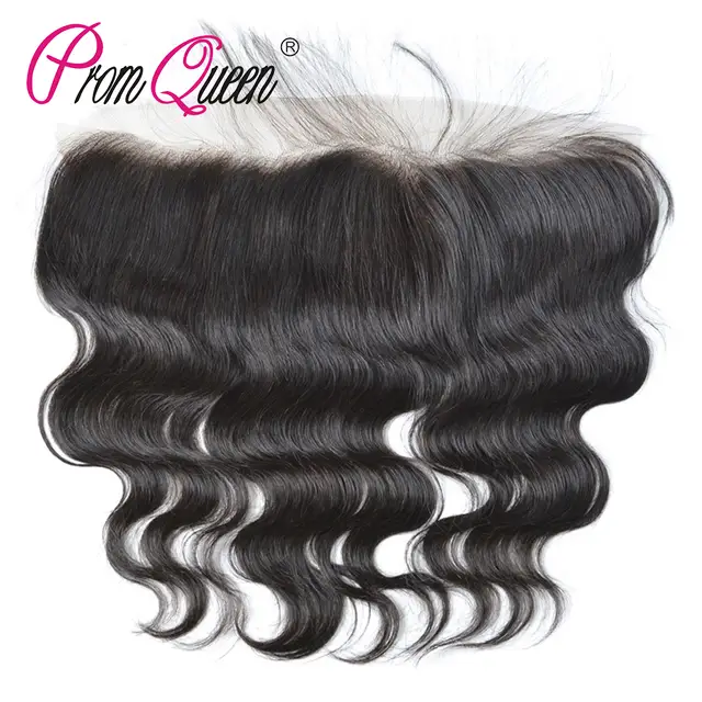 Prom Queen 13x4 Lace Frontal Brazilian Hair Body Wave 1b Pre Plucked Frontal With Baby Hair 100 Human Remy Hair Closure